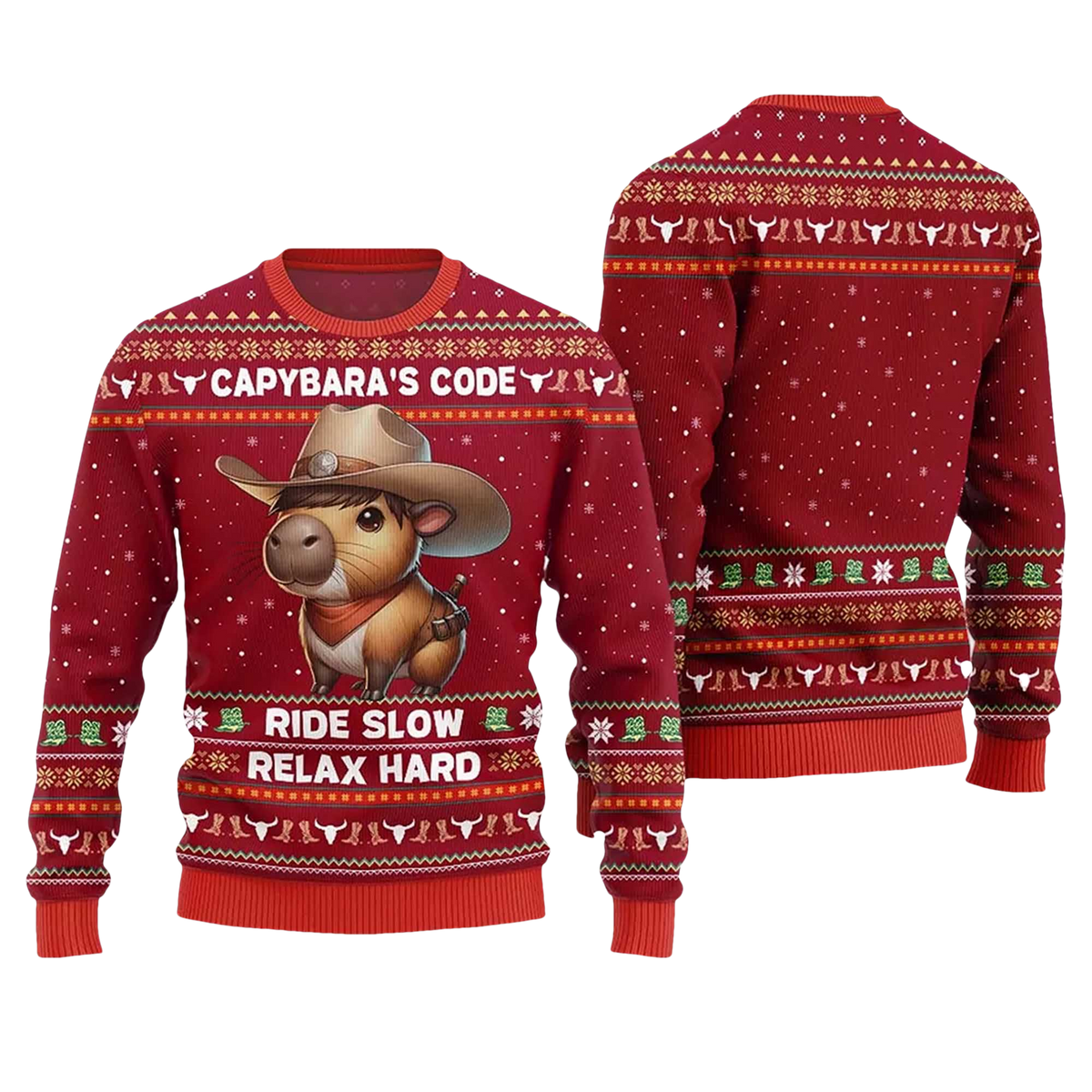 2026 Capybara's Code Ride Slow Relax Hard Ugly Christmas Sweater - Moonbestprint