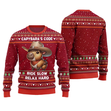 2026 Capybara's Code Ride Slow Relax Hard Ugly Christmas Sweater - Moonbestprint
