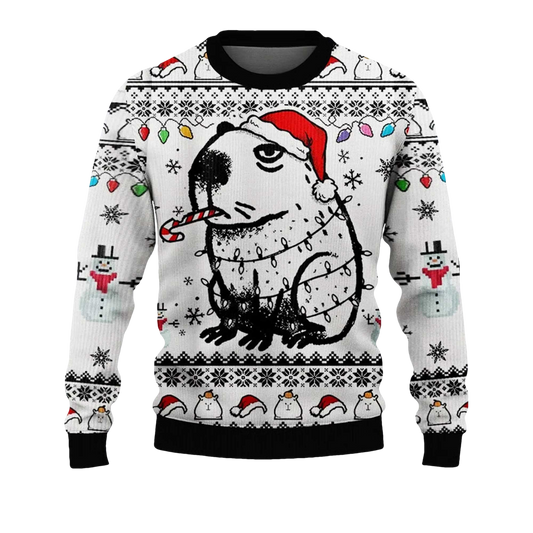 2026 Capybara Smoking Ugly Christmas Sweater - Moonbestprint