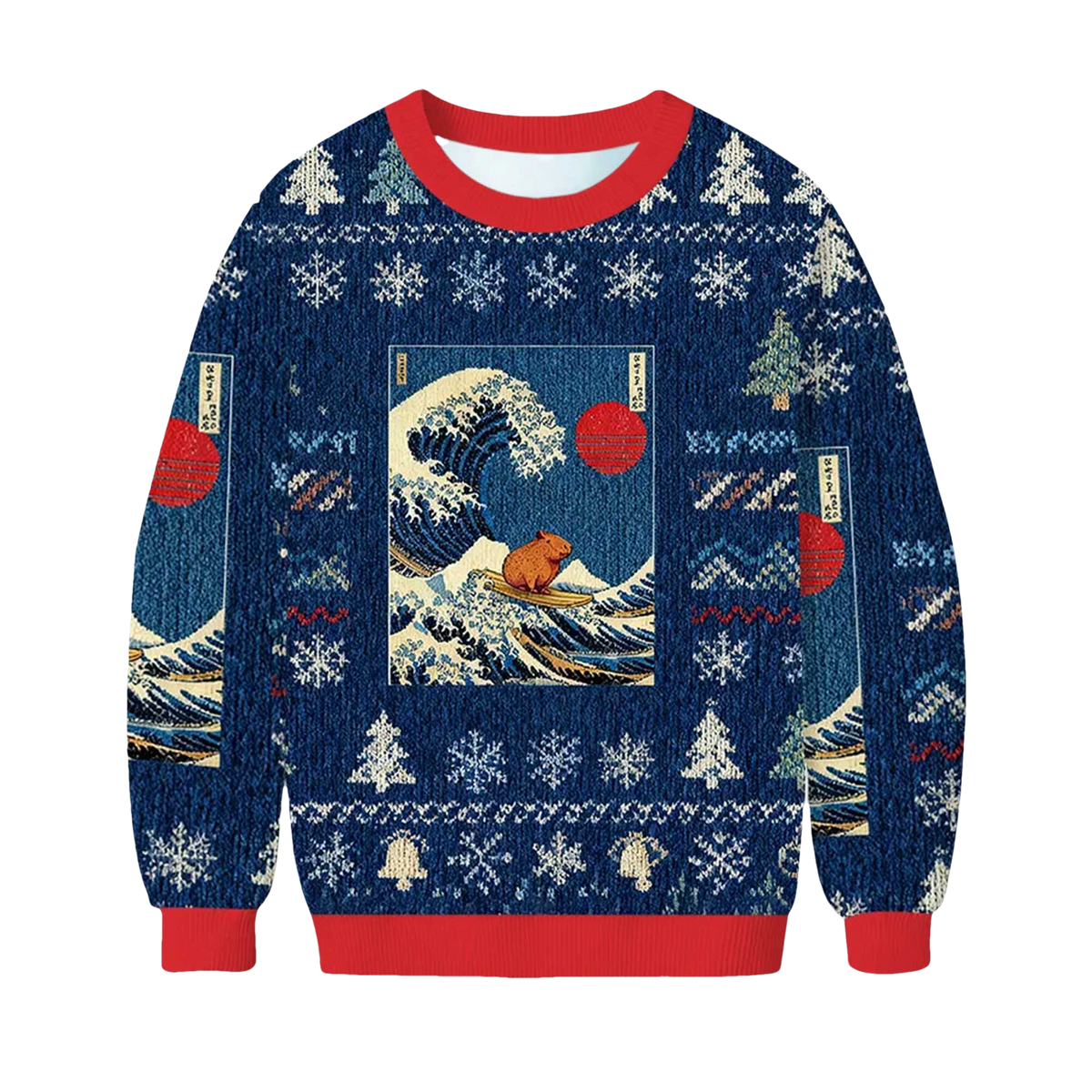 2026 Capybara Surfing Christmas Ugly Sweater - Moonbestprint