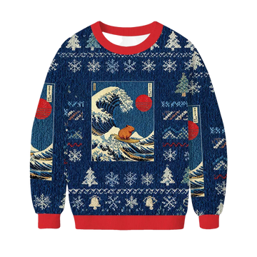 2026 Capybara Surfing Christmas Ugly Sweater - Moonbestprint