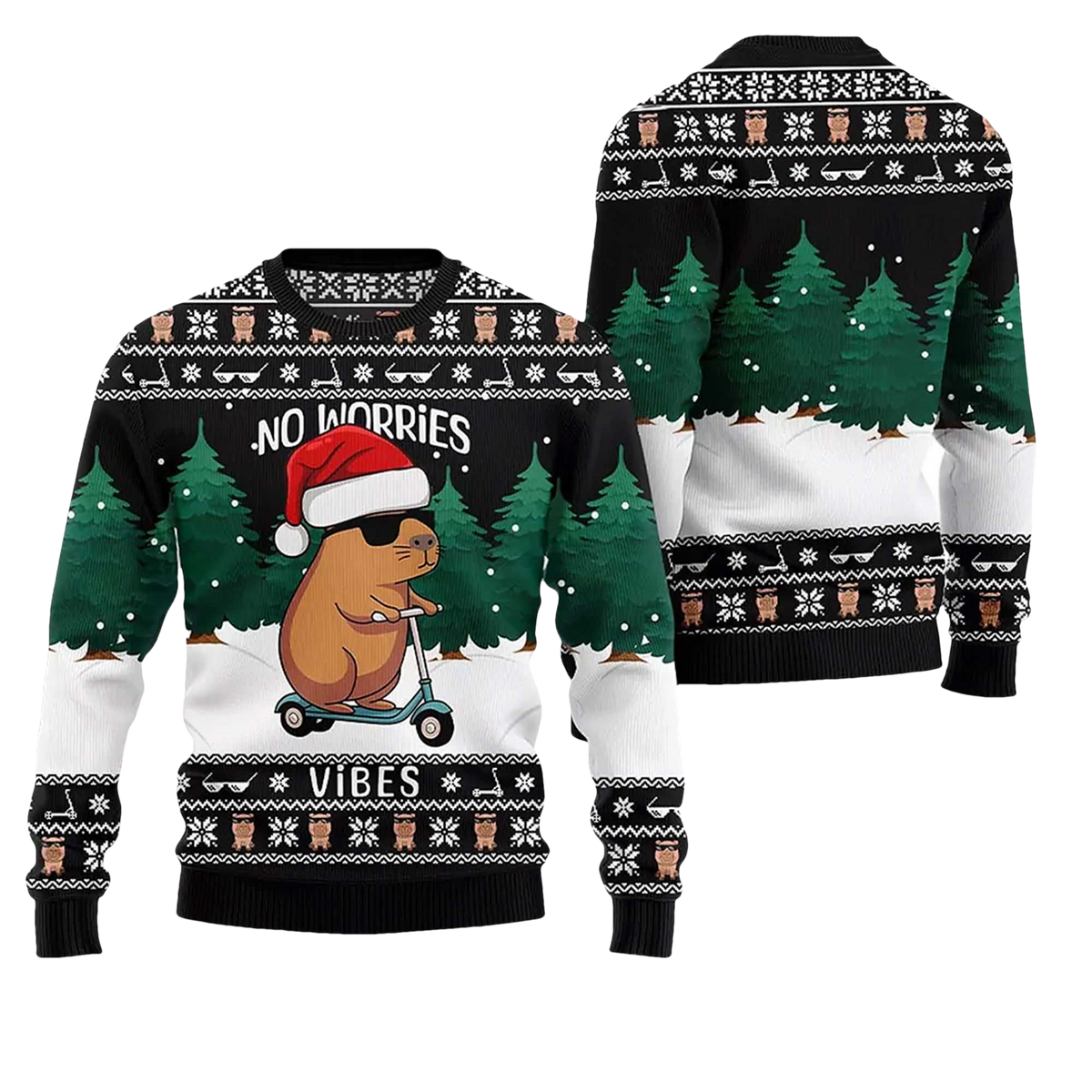 2026 Capybara No Worries Vibes Ugly Christmas Sweater - Moonbestprint