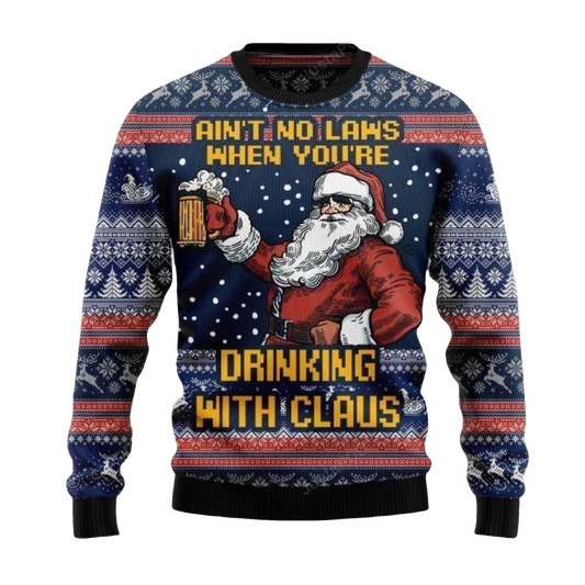 2026 Ain’t No Law When Drinking Beer Christmas Ugly Sweater - Moonbestprint