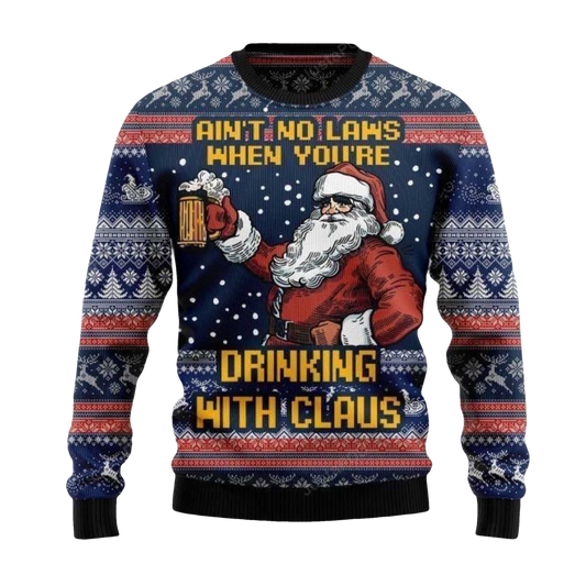 2026 Ain’t No Law When Drinking Beer Christmas Ugly Sweater - Moonbestprint