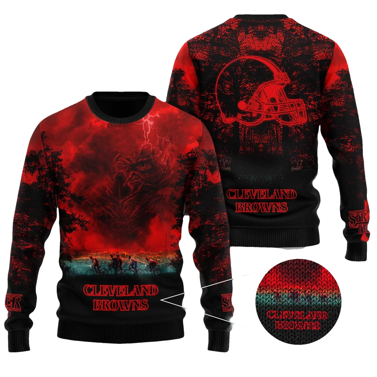 2026 Browns Stranger Things Ugly Sweater - Moonbestprint