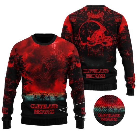 2026 Browns Stranger Things Ugly Sweater - Moonbestprint