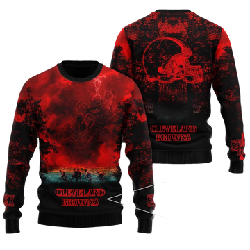 2026 Browns Stranger Things Ugly Sweater - Moonbestprint