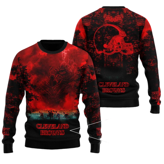 2026 Browns Stranger Things Ugly Sweater - Moonbestprint