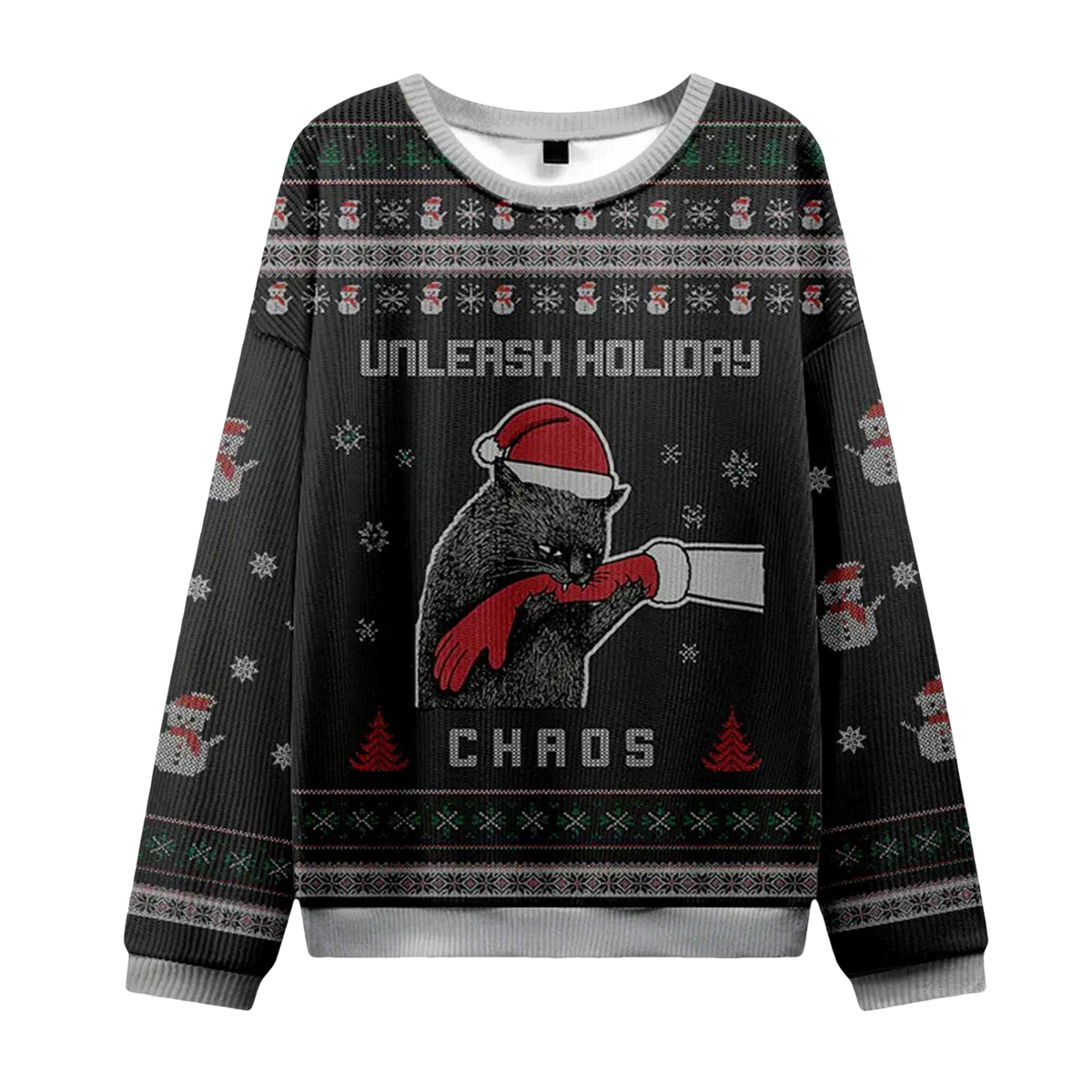 2026 Black Cat Unleash Holiday Chaos Christmas Ugly Sweater - Moonbestprint