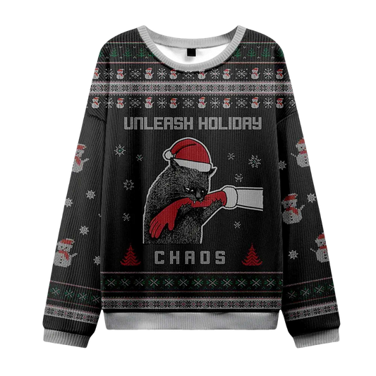 2026 Black Cat Unleash Holiday Chaos Christmas Ugly Sweater - Moonbestprint