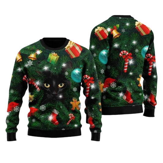 2026 Black Cat Ugly Christmas Sweater - Moonbestprint