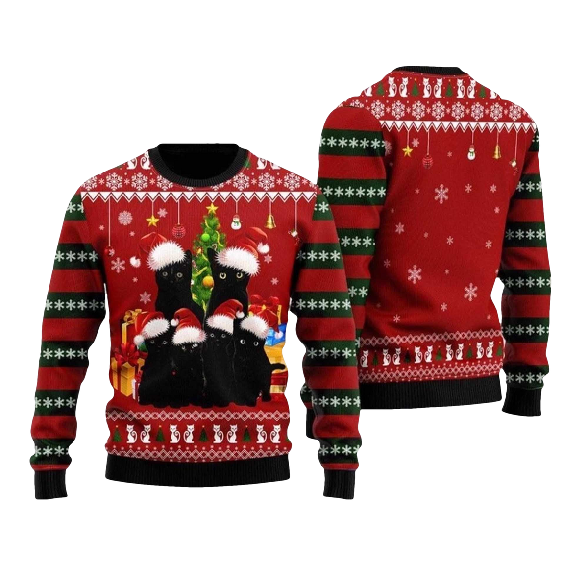 2026 Black Cat Family Ugly Christmas Sweater - Moonbestprint
