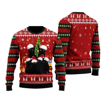 2026 Black Cat Family Ugly Christmas Sweater - Moonbestprint