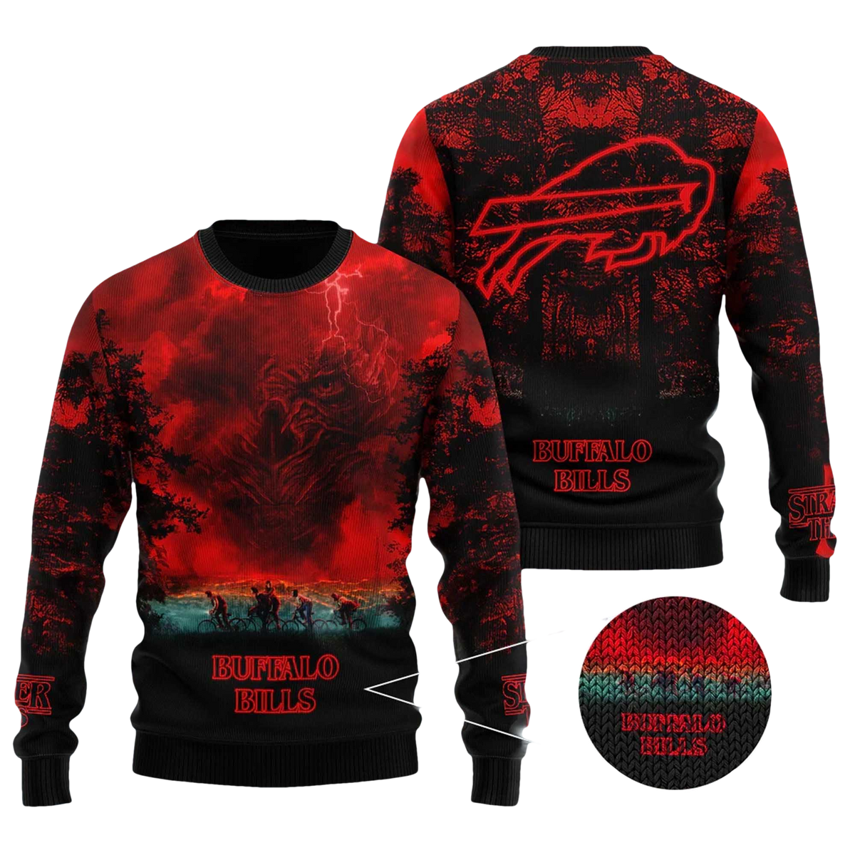 2026 Bills Stranger Things Ugly Sweater - Moonbestprint