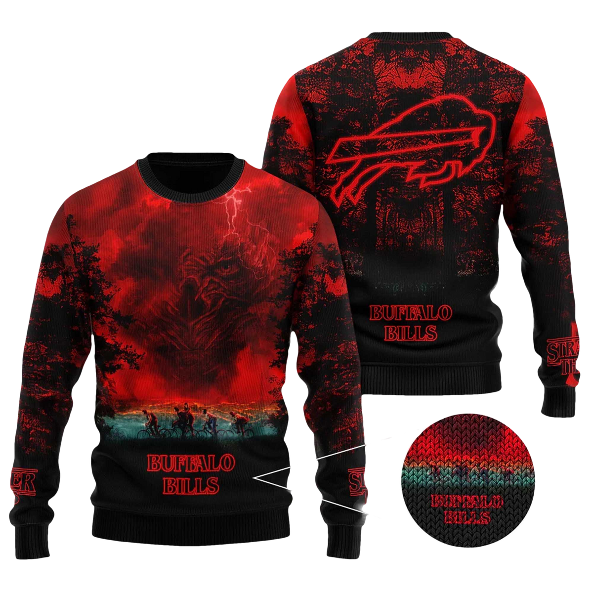 2026 Bills Stranger Things Ugly Sweater - Moonbestprint