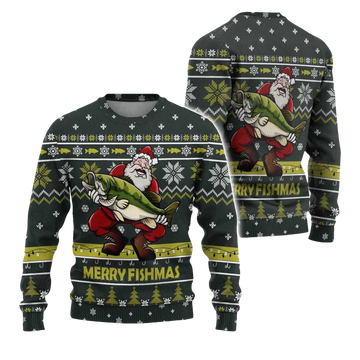 2026  Merry Fishmas Ugly Christmas Sweater - Moonbestprint
