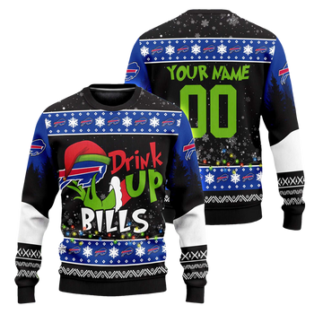 2026 Bills Drink Up Grnch Christmas Ugly Sweater - Moonbestprint