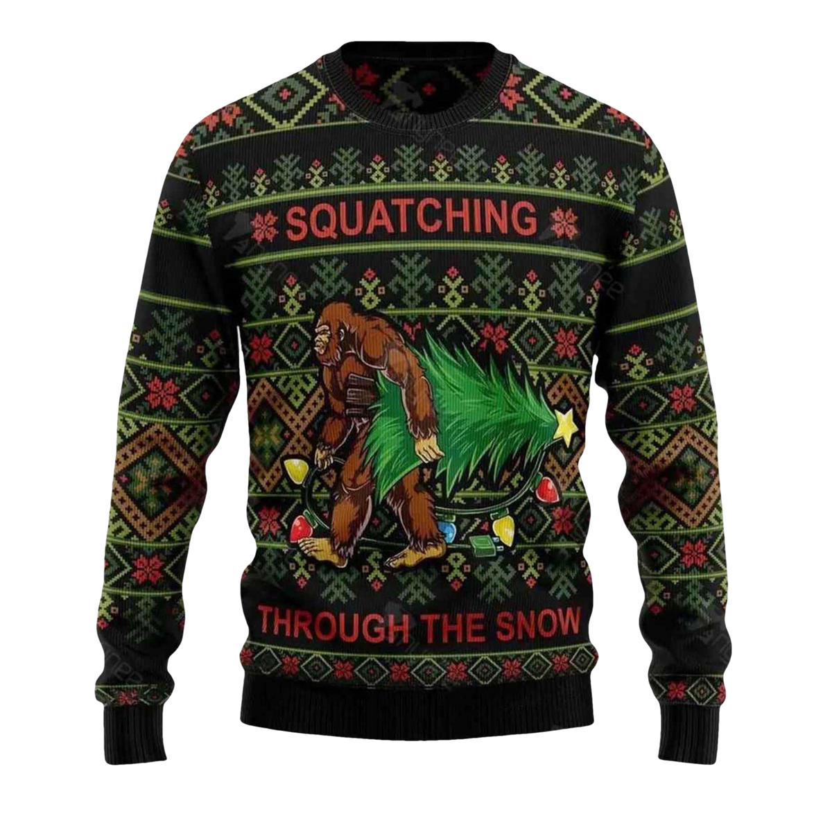 2026 Bigfoot Squatching Through The Snow Ugly Christmas Sweater - Moonbestprint