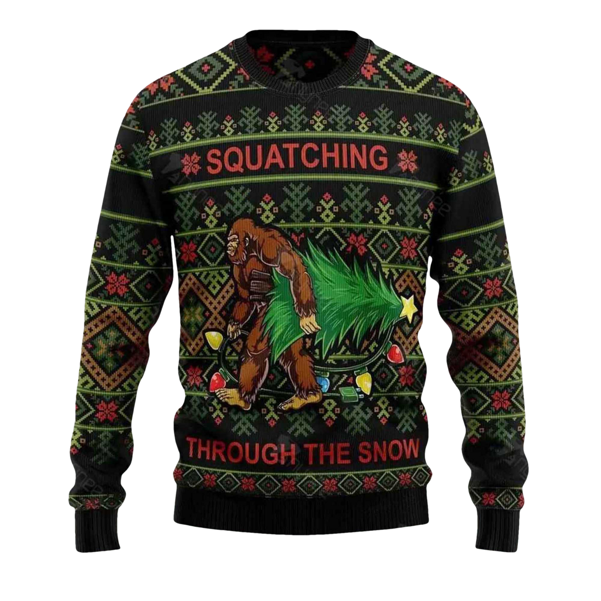 2026 Bigfoot Squatching Through The Snow Ugly Christmas Sweater - Moonbestprint