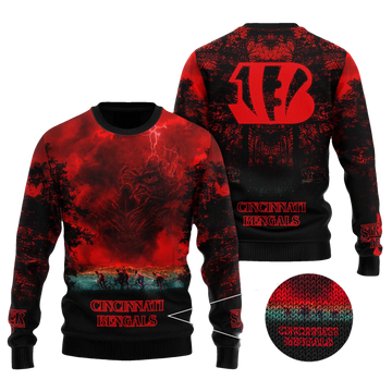 2026 Bengals Stranger Things Ugly Sweater - Moonbestprint