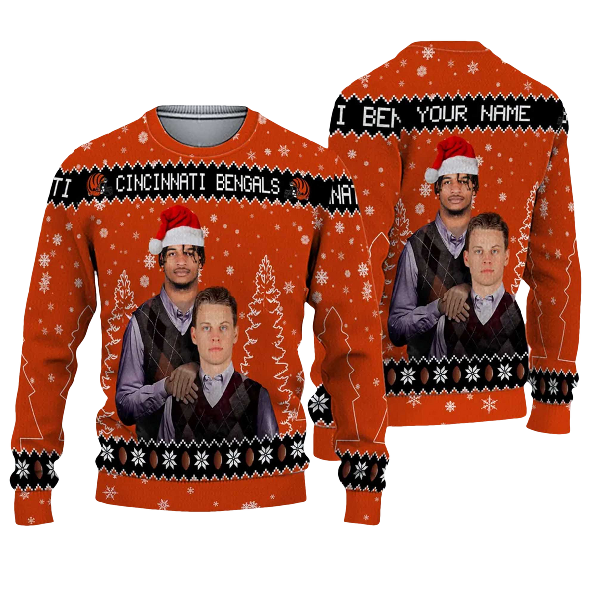 2026 Bengals Ja'Marr Chase x Joe Burrow Football Christmas Ugly Sweater - Moonbestprint