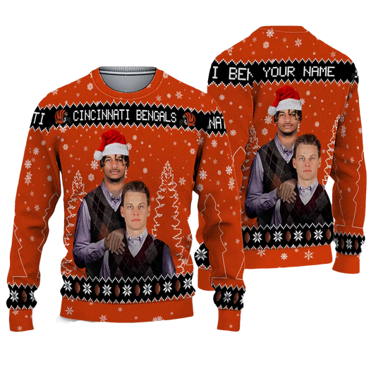 2026 Bengals Ja'Marr Chase x Joe Burrow Football Christmas Ugly Sweater - Moonbestprint