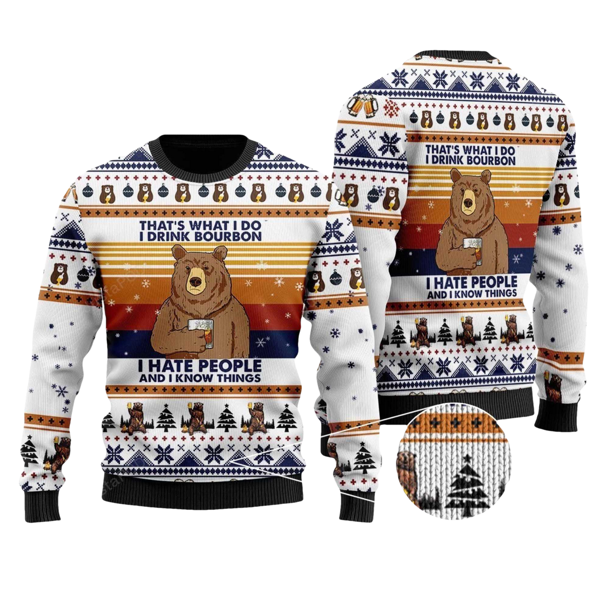 2026 Bear Drink Bourbon Whiskey Christmas Ugly Sweater - Moonbestprint