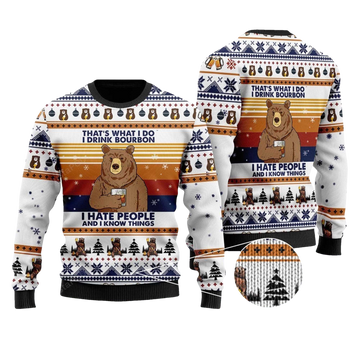 2026 Bear Drink Bourbon Whiskey Christmas Ugly Sweater - Moonbestprint