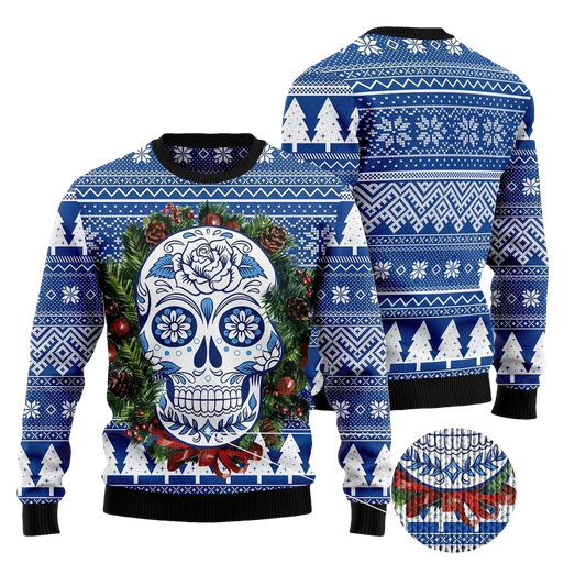 2026 Awesome Sugar Skull Ugly Christmas Sweater - Moonbestprint