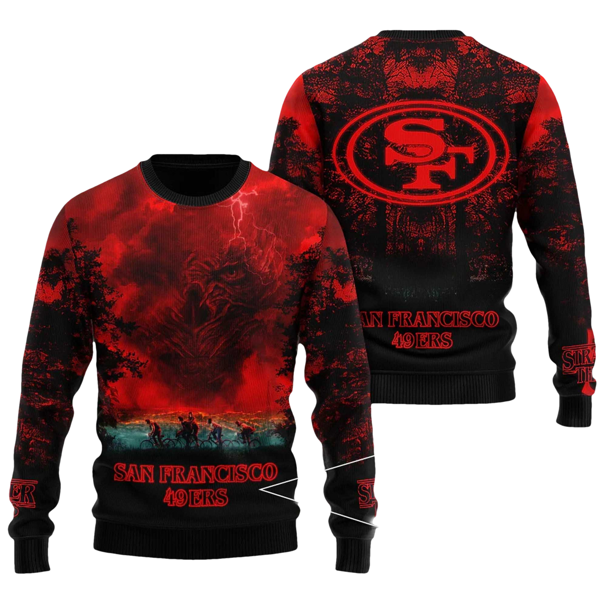 2026 49ers Stranger Things Ugly Sweater - Moonbestprint