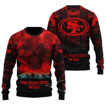 2026 49ers Stranger Things Ugly Sweater - Moonbestprint