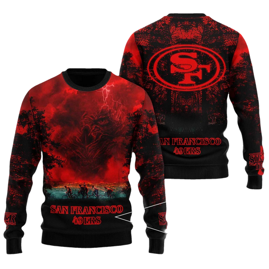 2026 49ers Stranger Things Ugly Sweater - Moonbestprint