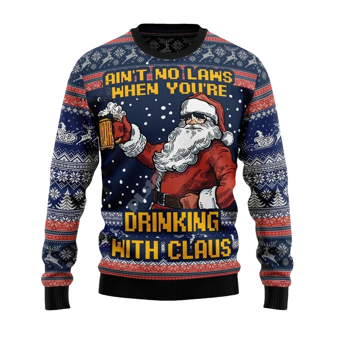 2026 Ain't No Laws When You're Drinking with Claus Ugly Christmas Sweater - Moonbestprint