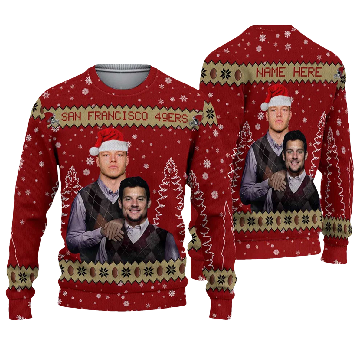 2026 49ers Bosa x Christian McCaffrey Football Christmas Ugly Sweater - Moonbestprint
