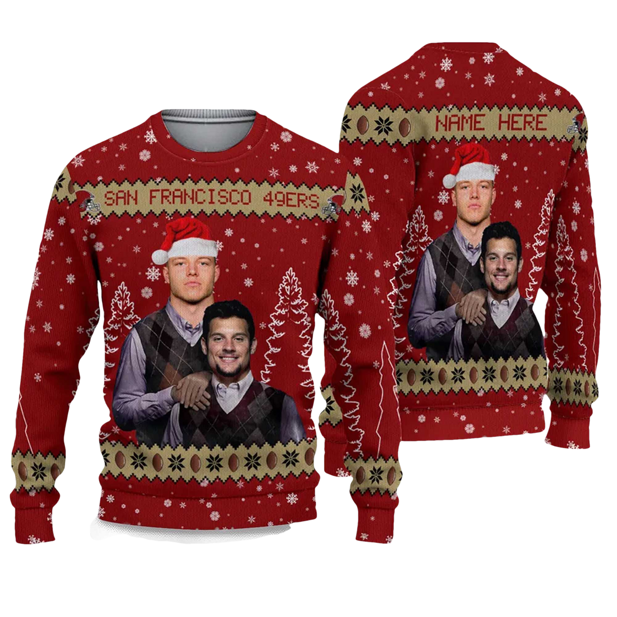 2026 49ers Bosa x Christian McCaffrey Football Christmas Ugly Sweater - Moonbestprint