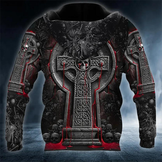Bleeding Souls Black Skull 3D All Over Print Hoodie -Moonbestprint
