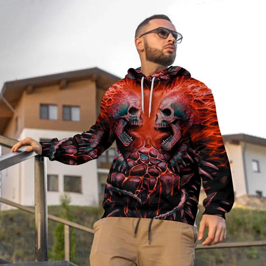 Bloodthirsty War Skull 3D All Over Print Hoodie -Moonbestprint
