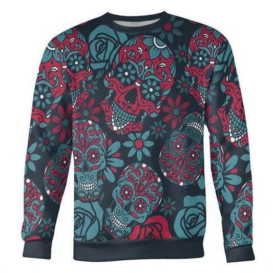 Blue And Red Sugar Skull Sweater ? Usalast