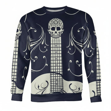Blue And White Sugar Skull Guitar Sweater ? Usalast