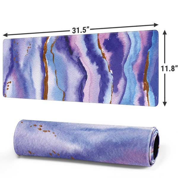 Blue Violet Watercolor Geode Gaming Mouse Pad Moonbestprint