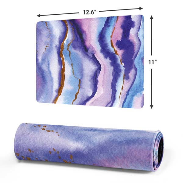 Blue Violet Watercolor Geode Gaming Mouse Pad Moonbestprint