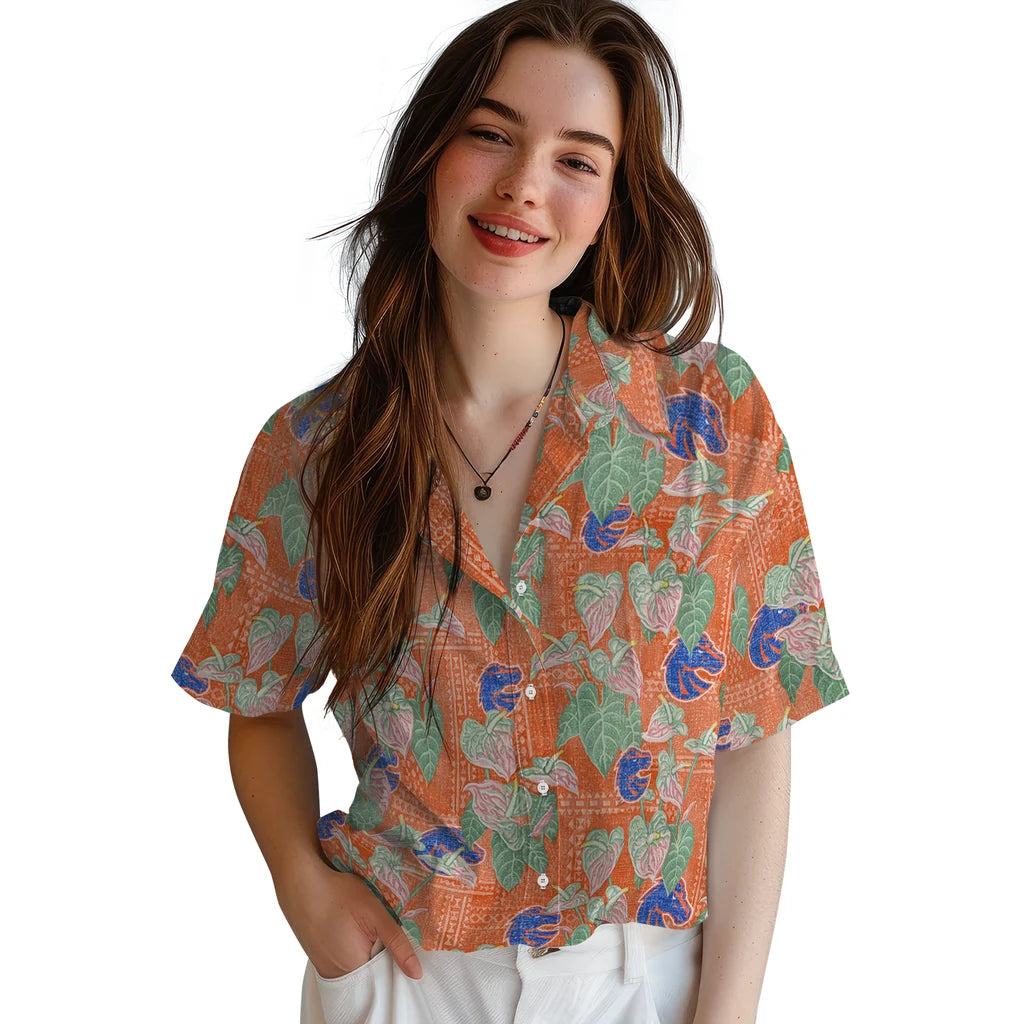 Boise State Broncos Hawaiian Shirt - Anthurium Overlay | Moonbestprint