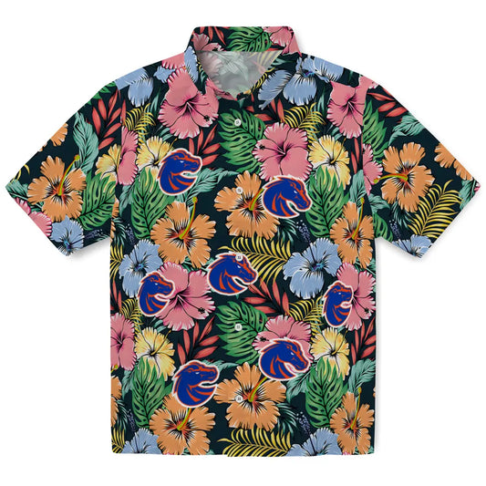 Boise State Broncos Hawaiian Shirt - Brilliant Hibiscus Garden | Moonbestprint