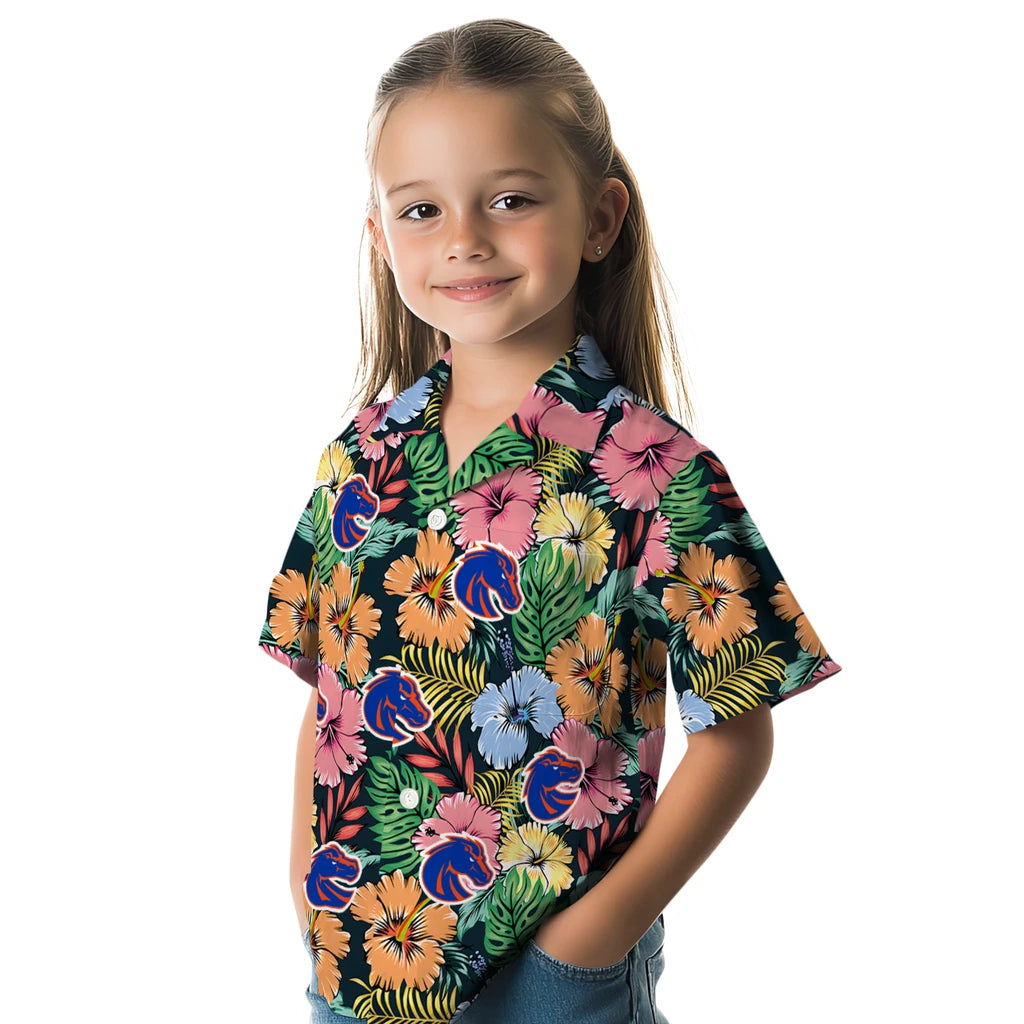 Boise State Broncos Hawaiian Shirt - Brilliant Hibiscus Garden | Moonbestprint