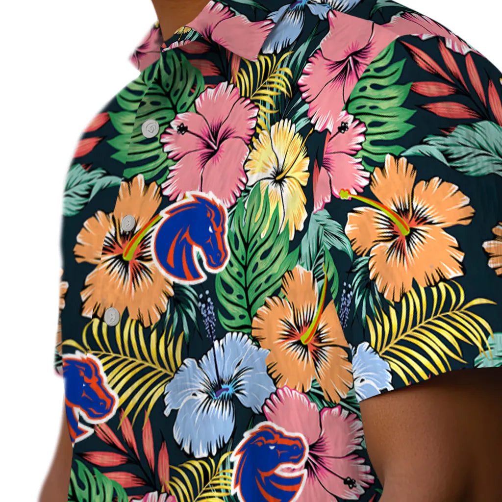 Boise State Broncos Hawaiian Shirt - Brilliant Hibiscus Garden | Moonbestprint