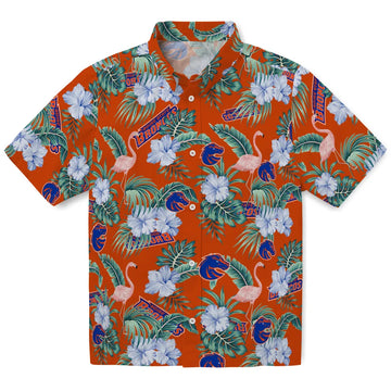 Boise State Broncos Hawaiian Shirt - Flamingo and Hibiscus | Moonbestprint