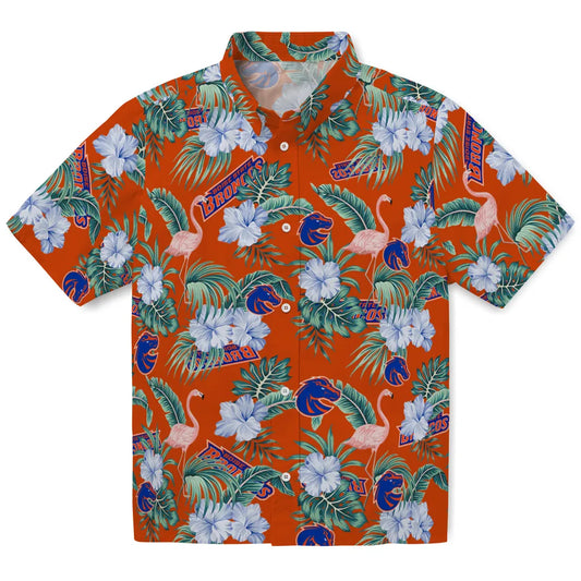 Boise State Broncos Hawaiian Shirt - Flamingo and Hibiscus | Moonbestprint