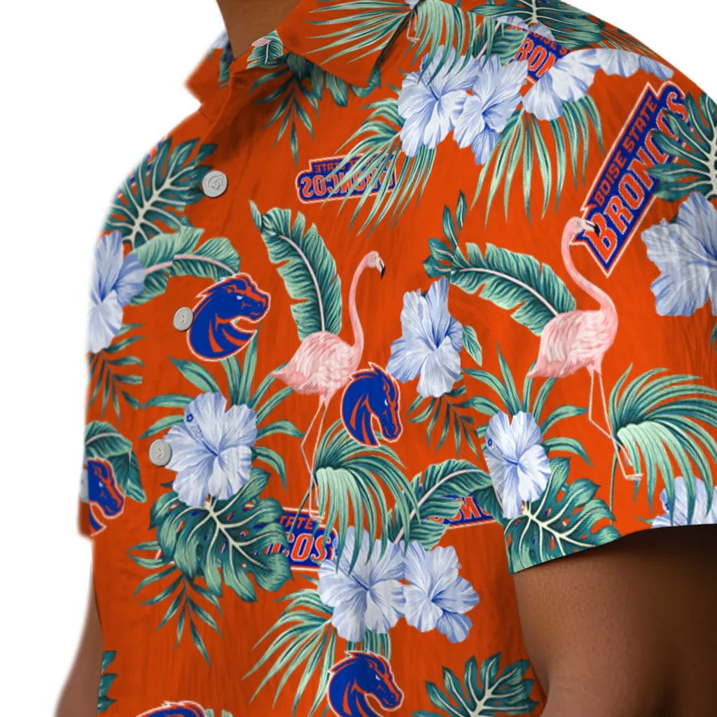 Boise State Broncos Hawaiian Shirt - Flamingo and Hibiscus | Moonbestprint