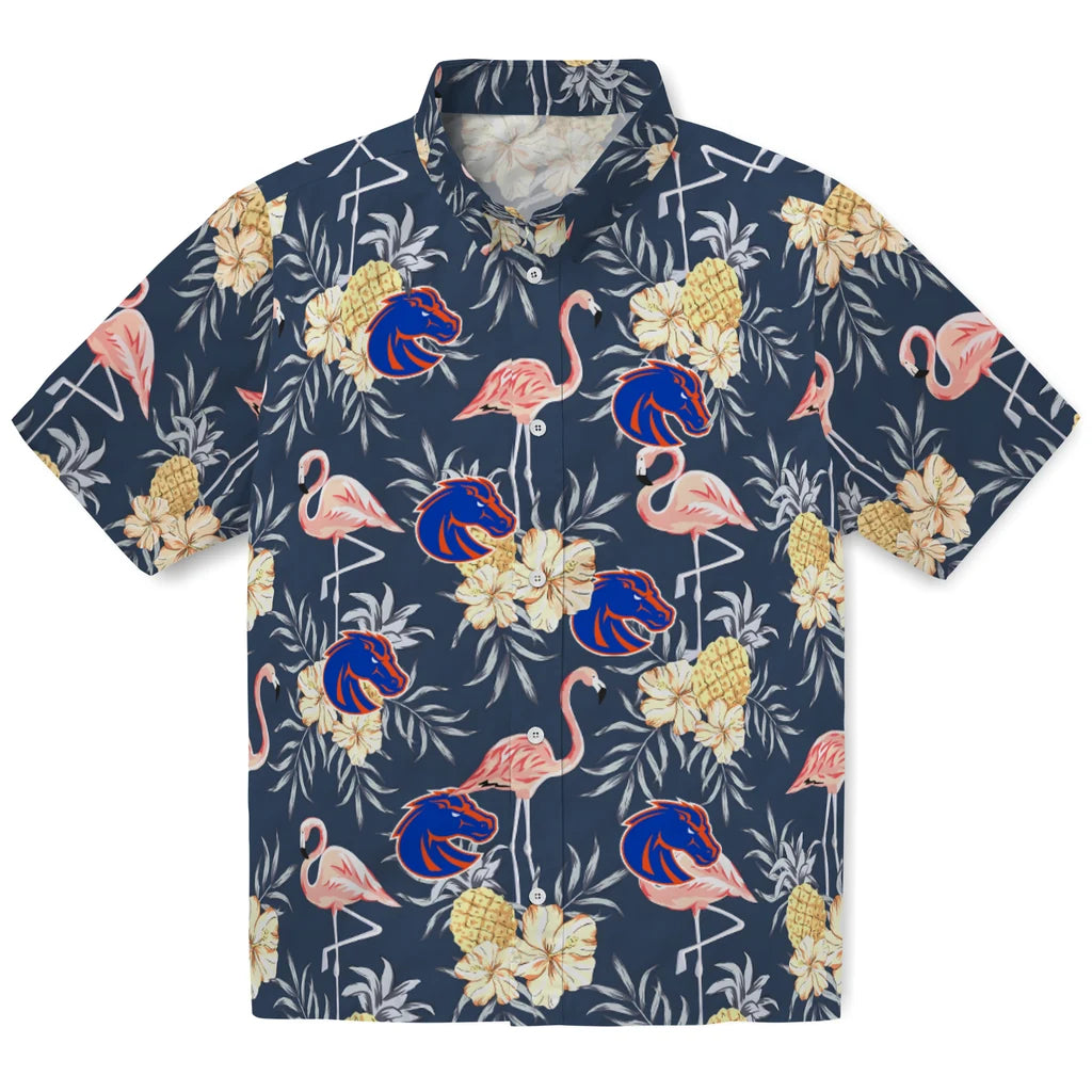 Boise State Broncos Hawaiian Shirt - Flamingo Hibiscus | Moonbestprint