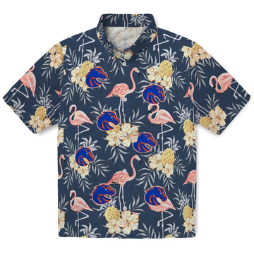 Boise State Broncos Hawaiian Shirt - Flamingo Hibiscus | Moonbestprint